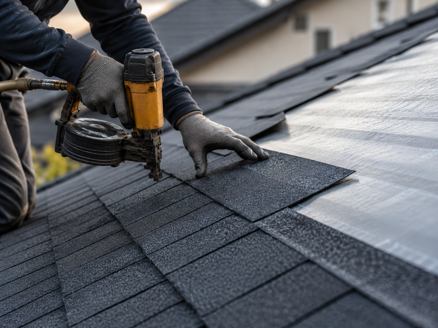 Crew installing new Colorbond roof sheeting on a Central Coast home