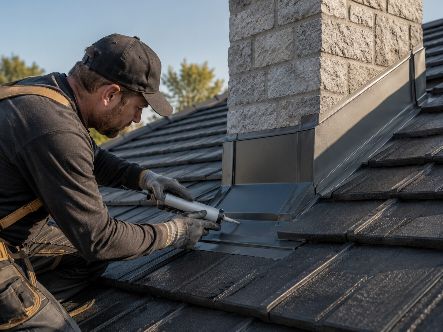 Close-up of replaced ridge capping and pointing on a Central Coast tile roof